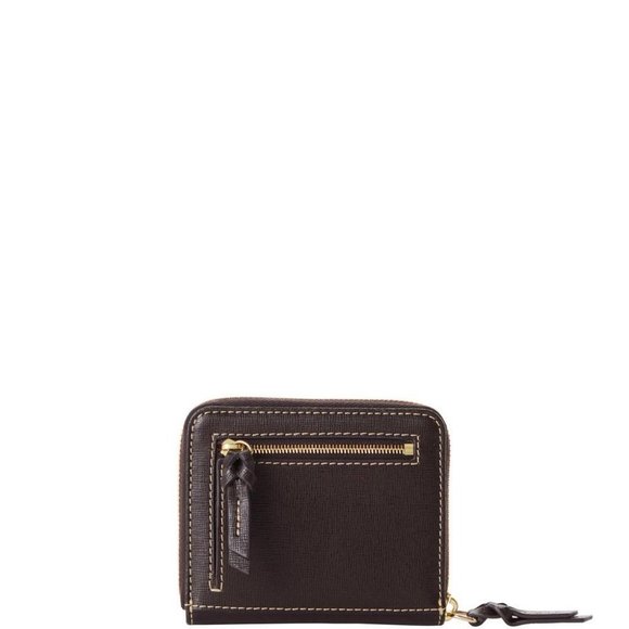 NWT- Dooney & Bourke Small Saffiano Zip Around Wallet, Brown Tmoro - Picture 7 of 8